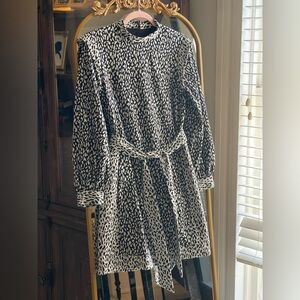 Hutch Anthropologie Black and White Spotted Long Sleeve Mini Dress